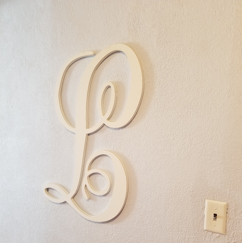 Pottery barn white wooden L wall decor